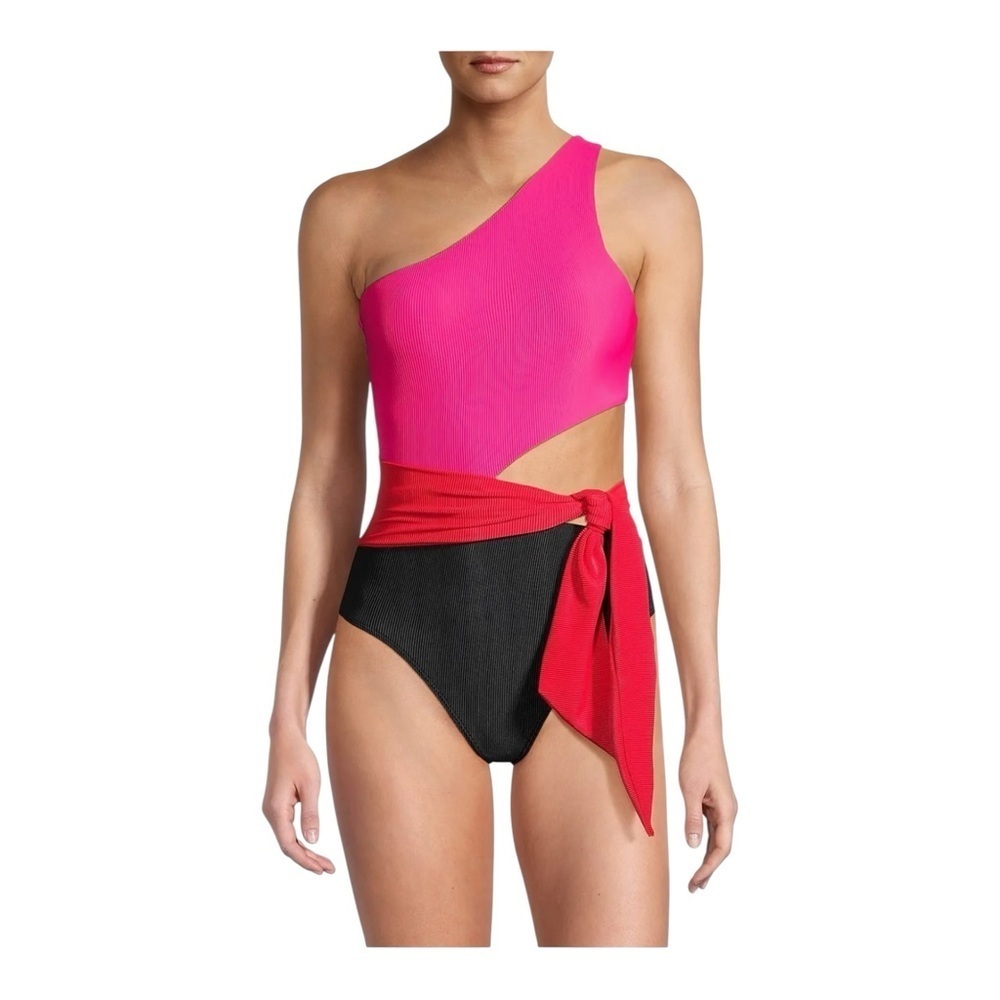 Beach Riot Carlie Cut-Out One-Piece Swimsuit in Glacier Colorblock NWT